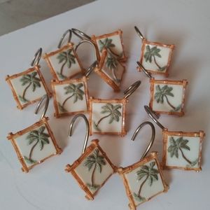 Palm Tree Baboo Border Shower Curtain Hooks